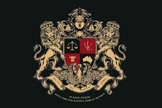 draw vintage luxury heraldic coat of arms logo for you