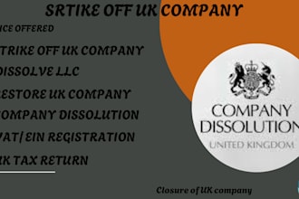 strike off uk ltd company, deregister vat, account tax filling, dissolve llc