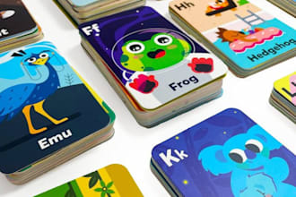 draw digital illustration educational memory animal kids card design flashcards