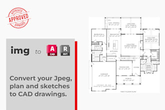 convert sketches or pdfs into clean dwg floor plans