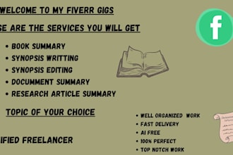 professionally write a synopsis for your book, document or research articles