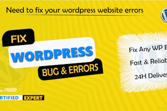 debug fix any wordpress bugs errors or plugin header footer responsive issues