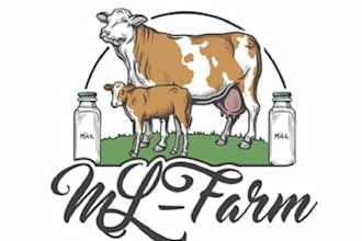 design traditional ideal dairy farm or milk logo