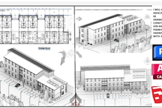 do 3d modeling, architecture, construction and permit drawing in revit or cad
