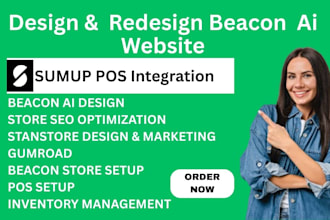 design redesign beacon ai website and setup seamless sumup payment integration