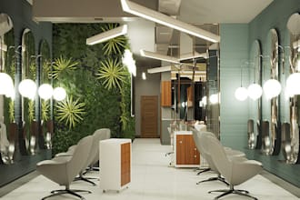 design 3d interior nail salon, hair salon, spa, barber, showroom, 3d rendering