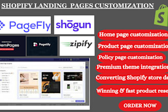 design shopify landing page using pagefly, gempages,shogun