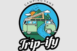 design premium camping vehicles themed logo