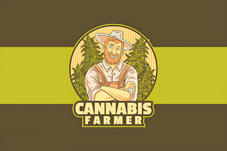 design cannabis farmer monkey herb or cannabis low farm logo