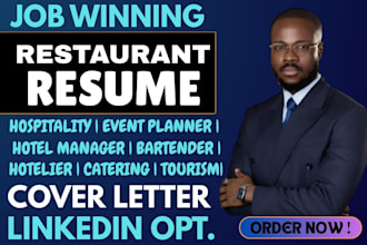 write hospitality, restaurant, bartender, tourism, hotelier and server resume