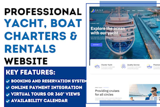 design a luxury yacht charter and boat rental website with online booking system