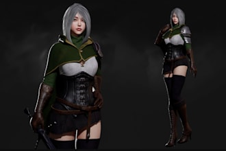 realistic 3d game character model, fur texture, xgen model, metahuman character