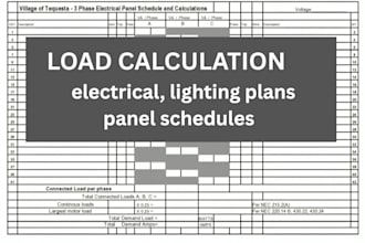 do electrical, lighting plans, panel schedule and load calculations