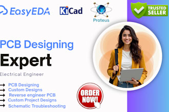 do urgent pcb designing in easyeda, kicad, proteus and gerber files expert