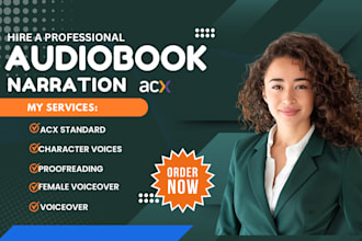be your female american voiceover, audible audiobook narrator, youtube narration