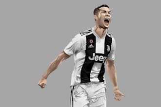 draw unique sports cartoon illustration, football player, soccer, basketball