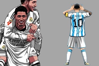 draw football illustration, athlete, soccer,  players, gym ,sports events, nba