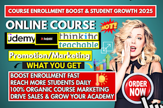 do online course promotion udemy course marketing kajabi thinkific sales funnel