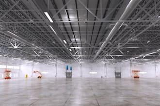 create 3d warehouse showroom design, storage, logistics, shipping and rendering