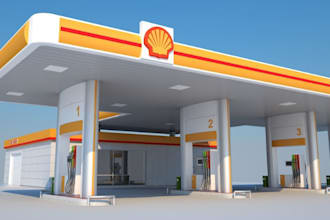 do 3d petrol station design, gas station, fuel pump, filling station