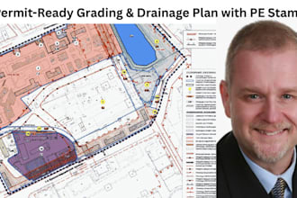 design a grading and drainage plan with pe stamp and sign for city permit