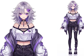 draw vtube studio vtuber model, streaming live2d visual novel character sprite