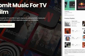 submit music to blogs and distribute to sync film, TV, podcast, radio charts