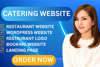 design a catering, restaurant, or booking website with logo and landing page