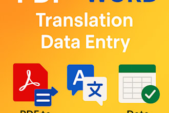 convert PDF to excel or word translate documents and enter data accurately