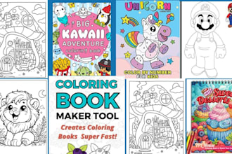 create kids coloring book, coloring pages and adult coloring page for amazon KDP