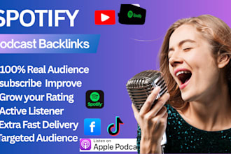 promote podcast with high authority backlinks on spotify apple amazon soundcloud