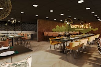 modern 3d commercial mixes building,restaurants, bar, lounge, cafe,spa,d5 render