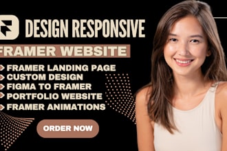 design responsive framer website or webflow figma to framer, framer landing page