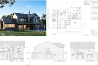 design architectural 2d floor plans, elevations, sections, roof, site plans