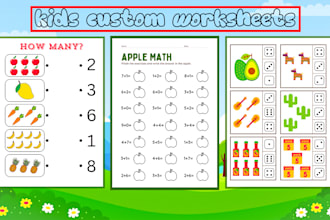 design custom kids worksheets, books, workbook