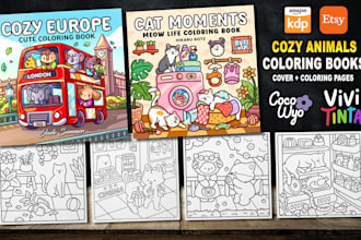 create cozy animal coloring book pages for adults for kdp