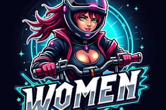 design high quality esport woman rider mascot logo with my fastest delivery