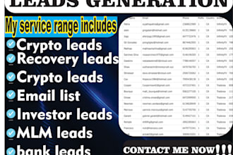 get converting fresh forex crypto leads, binance depositor leads, bank leads