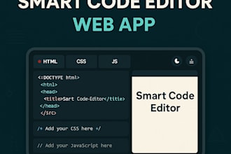 provide a professional smart code editor web app using html, css and java script