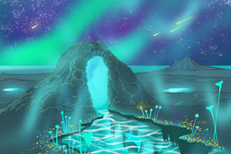 draw a landscape illustration or concept art