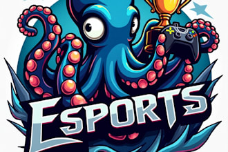 design high quality esport octopus mascot logo with my fastest delivery