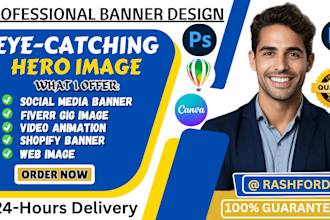 shopify banner, website banner, graphic design, fiverr gig image in canva
