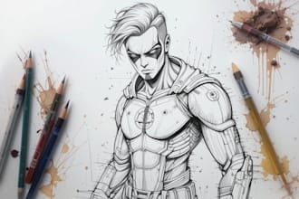 drawing superhero cyberpunk character