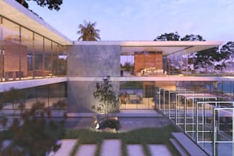 design a luxury 3d beach house with calm, high end energy and interior detail