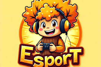 design high quality esport orange tree mascot logo with free source file