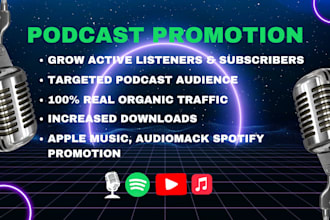 do organic podcast promotion and promote podcast on spotify and apple in USA