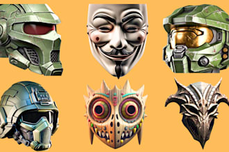 create custom 3d helmet 3d mask for gamers, cosplayers and movie buffs