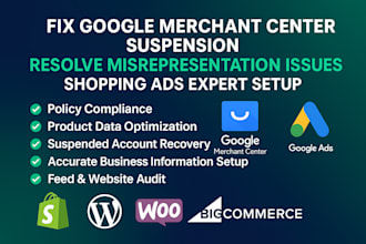 fix google merchant center suspension, misrepresentation, gmc issues fast
