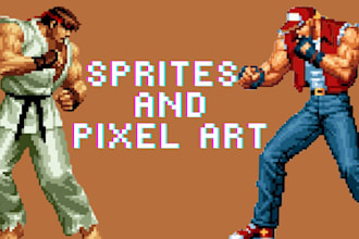 design pixel sprites and animations in your unique style for 2d game assets