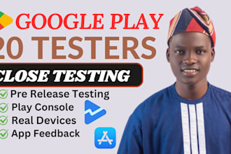provide 12 testers or 20 testers for google play console testing